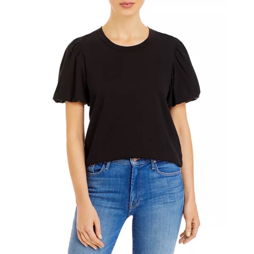 ALC A.L.C. tee tshirt XS black puff sleeve short‎ cotton balloon classic
